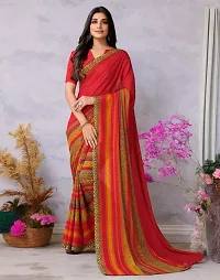 Beautiful Red Georgette Printed Saree with Blouse Piece For women-thumb2