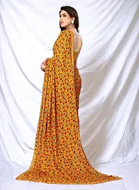 Beautiful Yellow Georgette Self Pattern Saree with Blouse Piece For women-thumb2