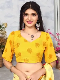 Beautiful Yellow Georgette Printed Saree with Blouse Piece For women-thumb2