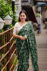 Beautiful Green Georgette Printed Saree with Blouse Piece For women-thumb2