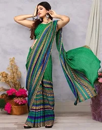 Beautiful Green Georgette Printed Saree with Blouse Piece For women-thumb3