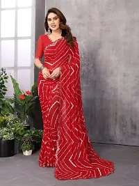 Beautiful Red Georgette Printed Saree with Blouse Piece For women-thumb2