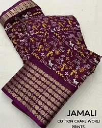 Beautiful Purple Cotton Silk Printed Saree with Blouse Piece For women-thumb3