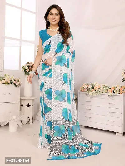 Beautiful Multicoloured Georgette Printed Saree with Blouse Piece For women-thumb4