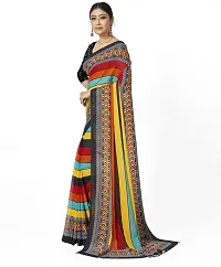 Beautiful Multicoloured Georgette Striped Saree with Blouse Piece For women-thumb2