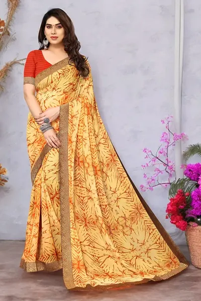 Glamorous Georgette Saree with Blouse piece