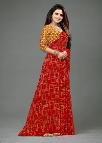 Beautiful Red Georgette Checked Saree with Blouse Piece For women-thumb1