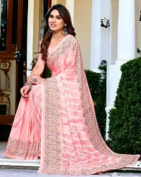 Beautiful Pink Georgette Embroidered Saree with Blouse Piece For women-thumb3