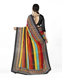 Beautiful Multicoloured Georgette Striped Saree with Blouse Piece For women-thumb1