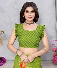 Beautiful Green Georgette Printed Saree with Blouse Piece For women-thumb2