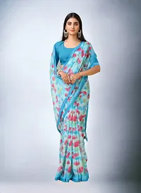 Beautiful Blue Georgette Self Pattern Saree with Blouse Piece For women-thumb2