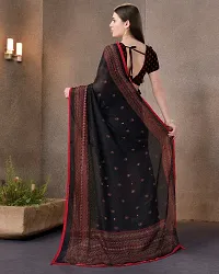 Beautiful Black Cotton Printed Saree with Blouse Piece For women-thumb3