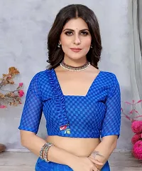 Beautiful Blue Georgette Printed Saree with Blouse Piece For women-thumb2