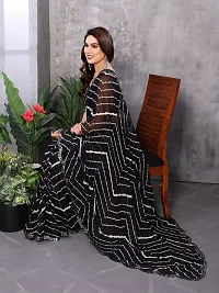 Beautiful Black Georgette Printed Saree with Blouse Piece For women-thumb2