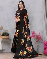 Beautiful Black Georgette Printed Saree with Blouse Piece For women-thumb1