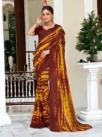 Beautiful Yellow Georgette Embroidered Saree with Blouse Piece For women-thumb1