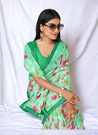 Beautiful Green Georgette Self Pattern Saree with Blouse Piece For women-thumb1