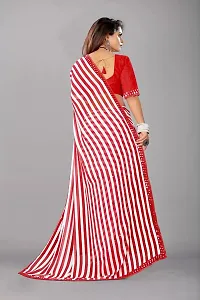 Beautiful Red Silk Blend Printed Saree with Blouse Piece For women-thumb1