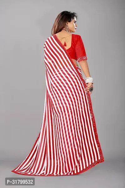 Beautiful Red Silk Blend Printed Saree with Blouse Piece For women-thumb2