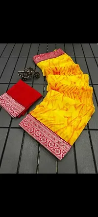 Beautiful Yellow Georgette Printed Saree with Blouse Piece For women-thumb4