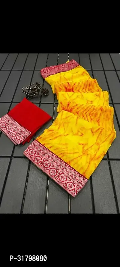 Beautiful Yellow Georgette Printed Saree with Blouse Piece For women-thumb5