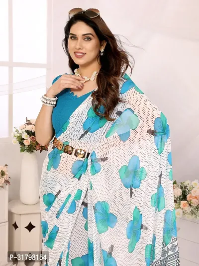 Beautiful Multicoloured Georgette Printed Saree with Blouse Piece For women-thumb2