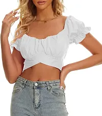 Elegant White Cotton Self Design Top For Women-thumb3