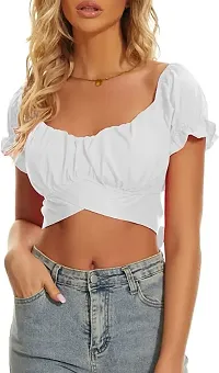 Elegant White Cotton Self Design Top For Women-thumb2