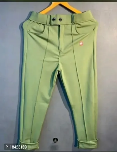 Green Lyocell Regular Track Pants For Men-thumb0