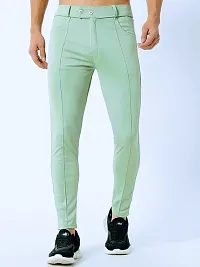 Green Lyocell Regular Track Pants For Men-thumb2