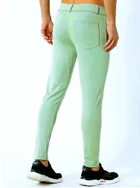 Green Lyocell Regular Track Pants For Men-thumb3