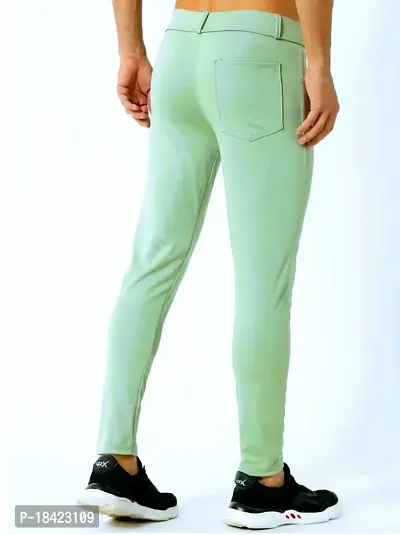 Green Lyocell Regular Track Pants For Men-thumb4