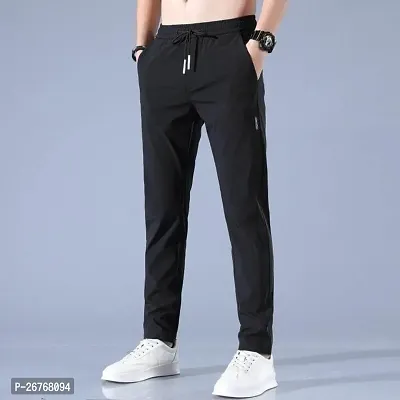 Classic Cotton Blend Solid Track Pants for Men-thumb0