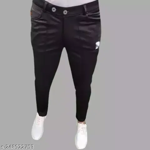 Comfortable Polyester Regular Track Pants For Men