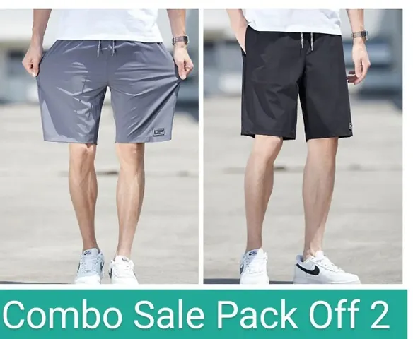 Pack of 2 Solid Cotton Blend Shorts