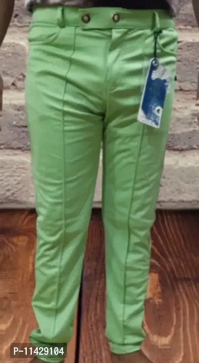 Green Lyocell Regular Track Pants For Men-thumb0