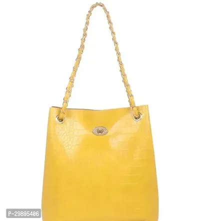 Stylish Yellow PU Solid Handbags For Women-thumb0