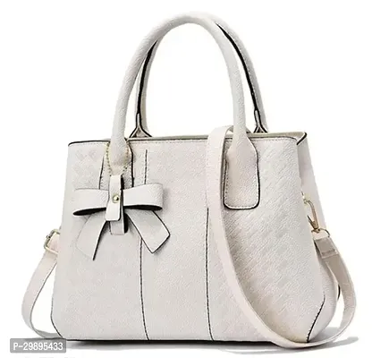 Stylish White PU Textured Handbags For Women-thumb0