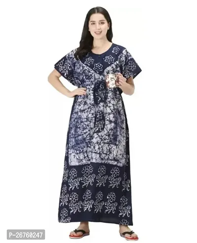 Fancy Multicoloured Cotton Printed Nighty For Women-thumb0