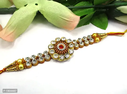 Flower Style Crystal Gemstone Rakhi-thumb0