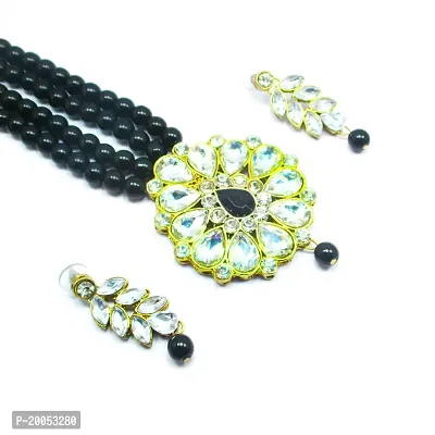 Amazing Black Stone Earrings Necklace For Wedding-thumb0