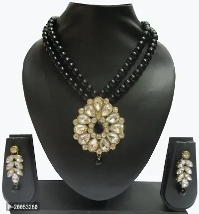 Amazing Black Stone Earrings Necklace For Wedding-thumb2