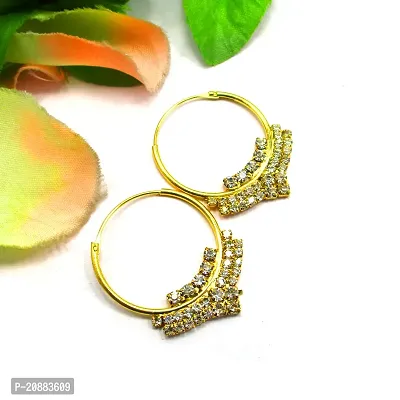 CZ Stones Gold Plated Bali Earrings-thumb0