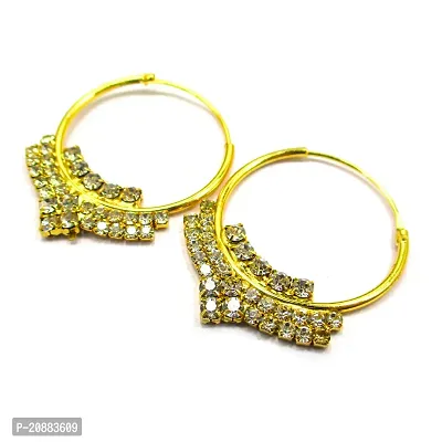 CZ Stones Gold Plated Bali Earrings-thumb2