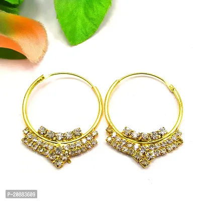 CZ Stones Gold Plated Bali Earrings-thumb4