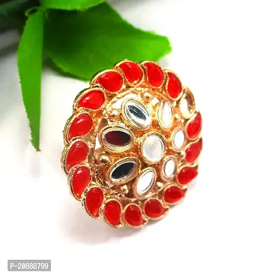 Party Wear Red Color Gold Plated Ring Jewelry