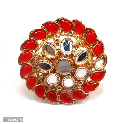 Party Wear Red Color Gold Plated Ring Jewelry-thumb2