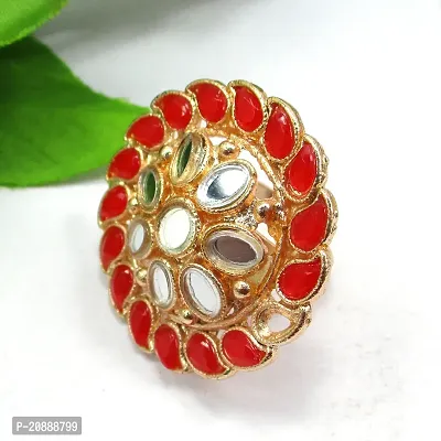 Party Wear Red Color Gold Plated Ring Jewelry-thumb3