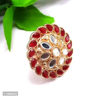 Party Wear Red Color Gold Plated Ring Jewelry