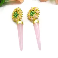 Gold Plated Pink Crystal Beautiful Earrings-thumb3